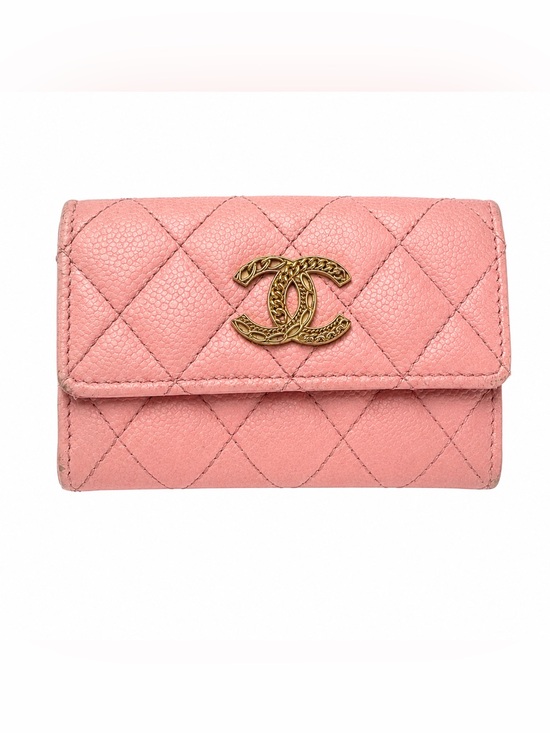 CHANEL Handbags - Chanel Pink Quilted Caviar Wallet with Gold CC